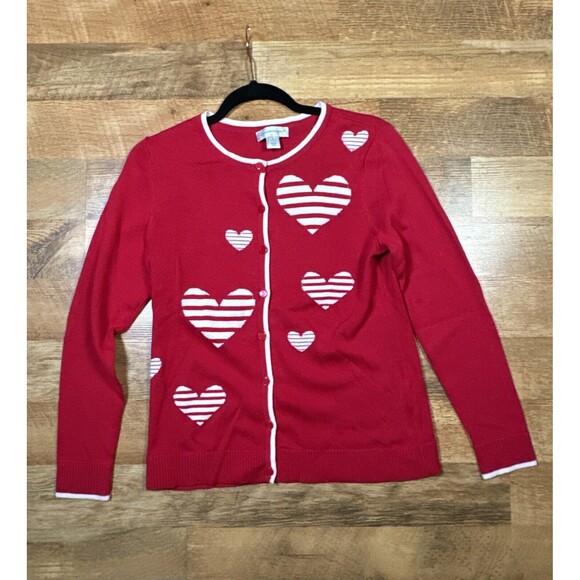 Christopher & Banks Valentines Cardigan Hearts Love Cute Women’s Size Small - Picture 5 of 9